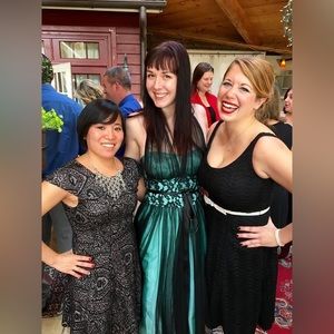 Cache Teal and Black Formal Dress